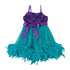 Girls Purple Turquoise Feather Rosette Flower Girl Dress 12M-7 - SophiasStyle.com